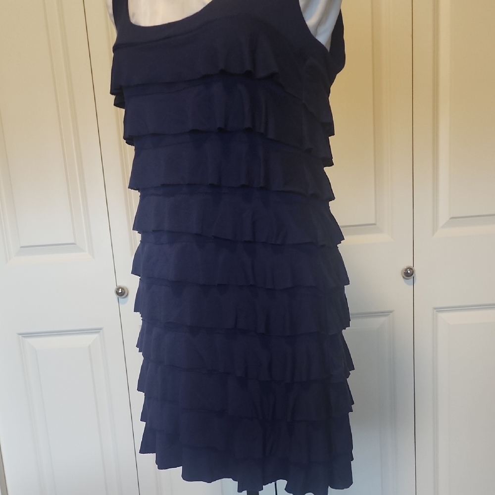 connected apparel Navy Ruffle Tank Mini Dress